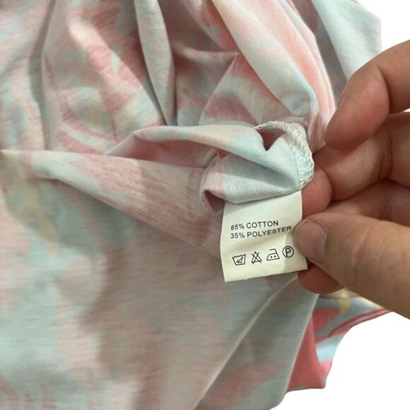 For G and PL dress women's M blue pink tropical Hawaiian print summer casual - Picture 7 of 9